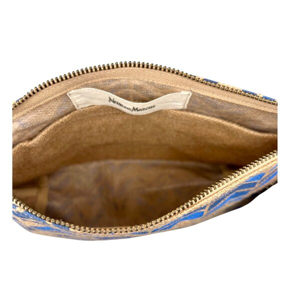 Neiman Marcus Fashioned For Change Clutch/Makeup Bag Set Blue & Pink Chevron - Picture 9 of 9